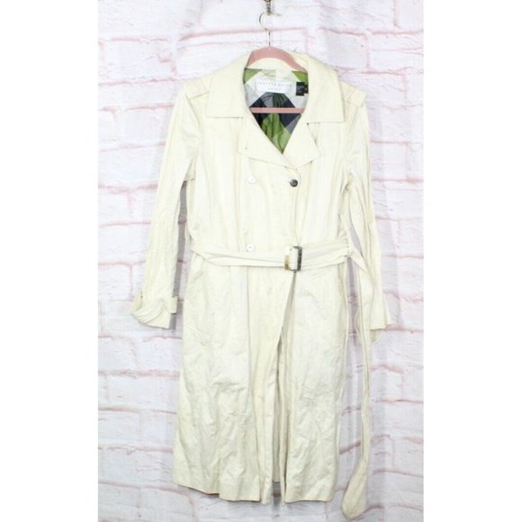Charles Nolan Jackets & Blazers - Charles Nolan Beige Cotton Blend Belted Long Trench Coat Size 12